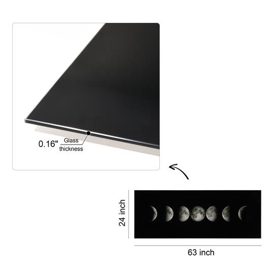 Empire Art Direct Vetro De Arte 63" x 24" Moon Frameless Free Floating Reverse Printed Tempered Glass Wall Art